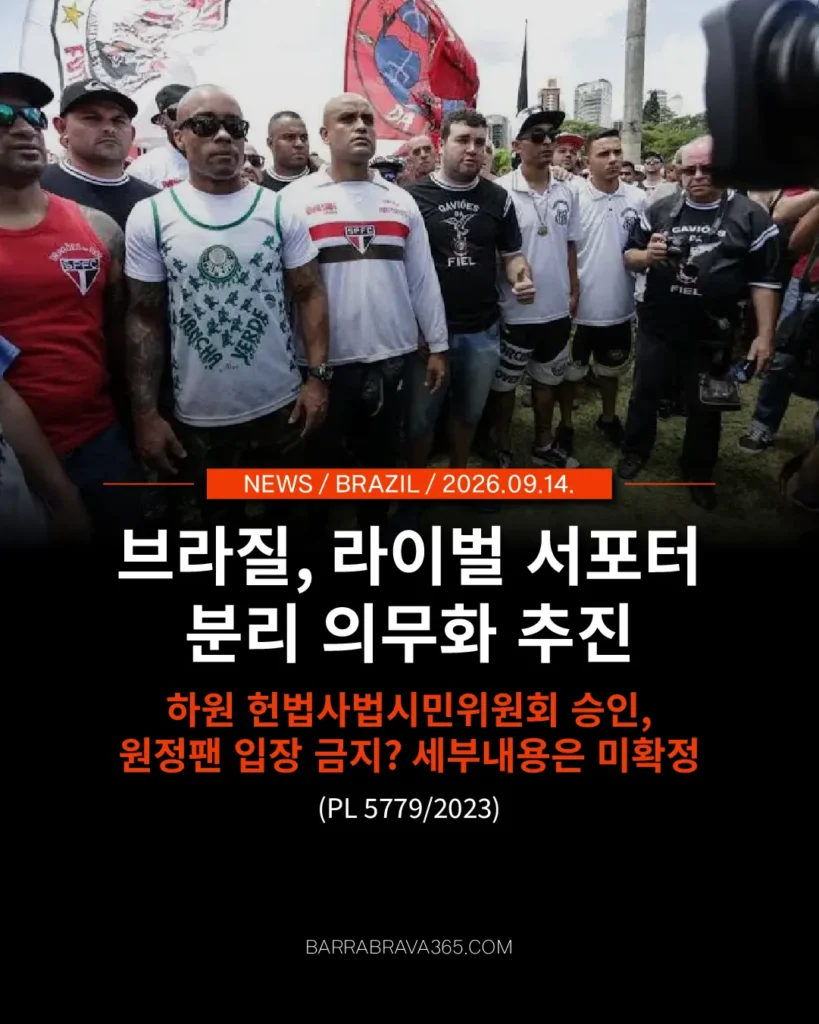 브라질, 라이벌 서포터 분리 의무화 추진…하원 위원회 통과